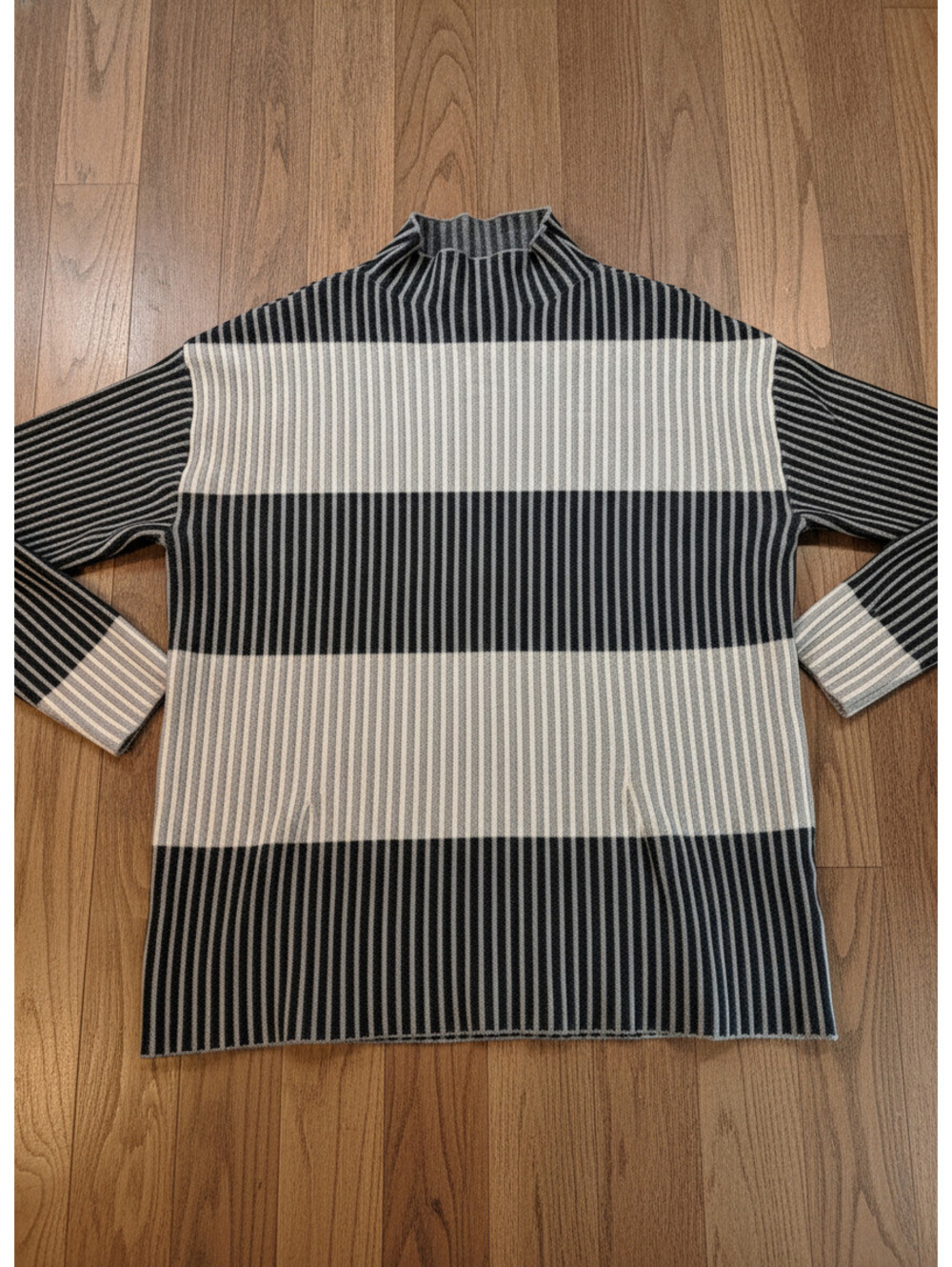 Adrienne Vittadini Striped Ribbed Knit Sweater Mock Neck XS